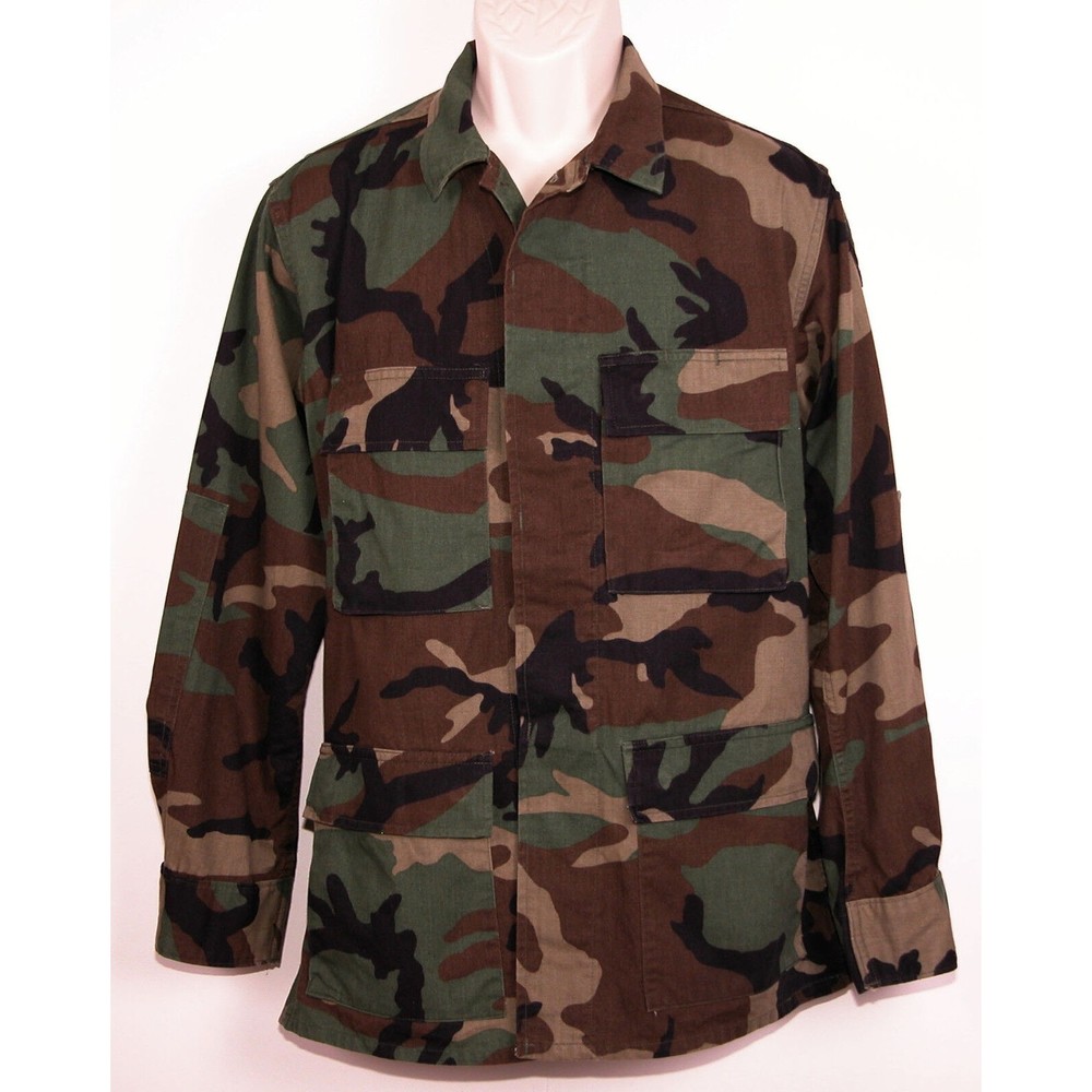 US Military Issue 99 Mens Camo Jacket Shirt Combat Woodland Camouflage Small Reg